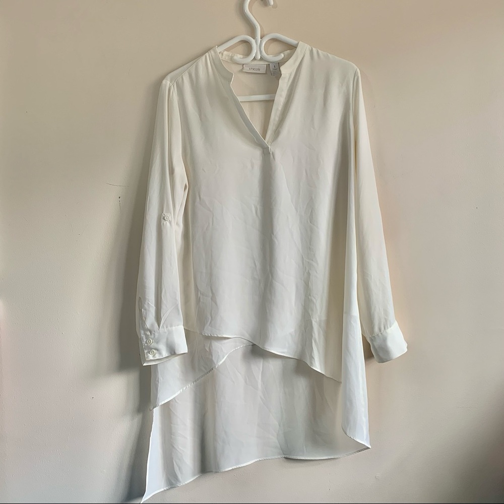 Chico's Asymmetrical Roll-Tab Tunic